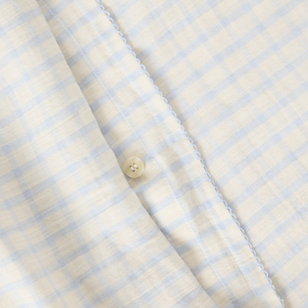 Garbo & Friends Muslin Duvet Cover 140 x 200 cm Gingham Sky Blue