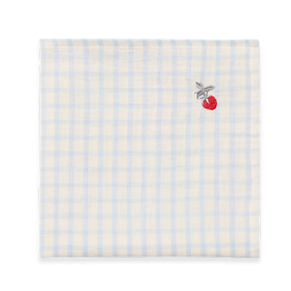Garbo & Friends Couverture Lange Mousseline Gingham Bleu Ciel