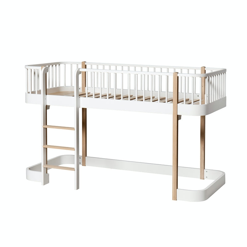 Oliver Furniture Kit de transformation Lit superposé Wood en lit mi-hauteur Blanc/Chêne