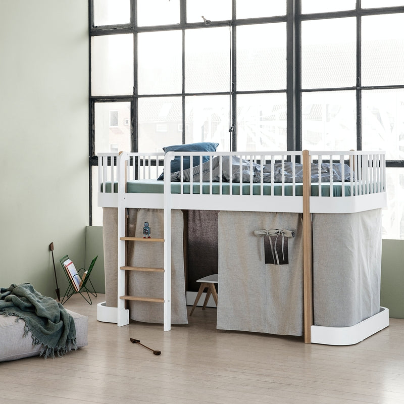 Oliver Furniture  Umbauset Wood Hochbett zum Halbhohen Hochbett  Weiss/Eiche