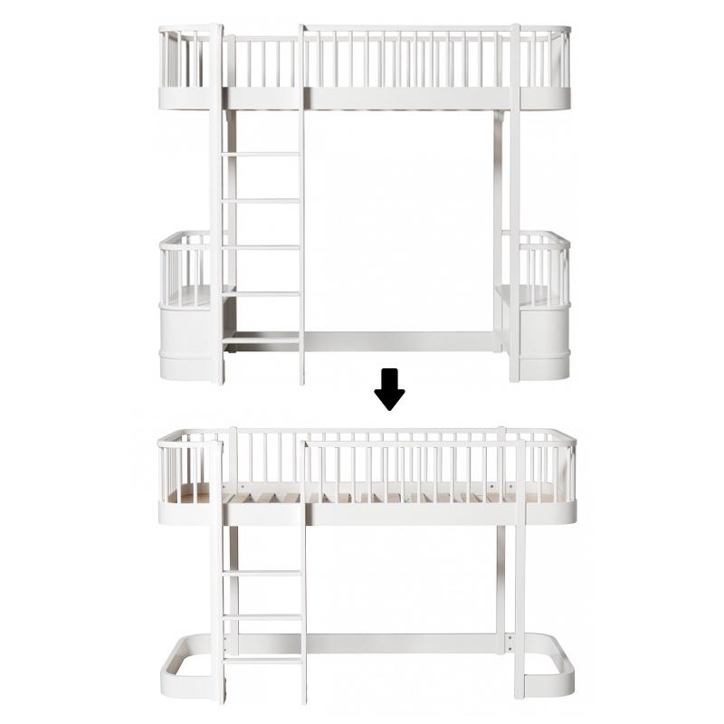 Oliver Furniture <br/> Umbauset Wood <br/> Hochbett zum Halbhohen Hochbett <br/> Weiss,Hochbetten, Oliver Furniture - SNOWFLAKE kindermöbel concept store