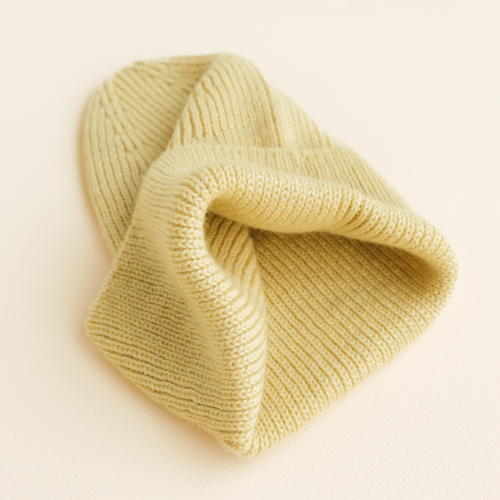 White Kids Beanie Fonzie Light Yellow