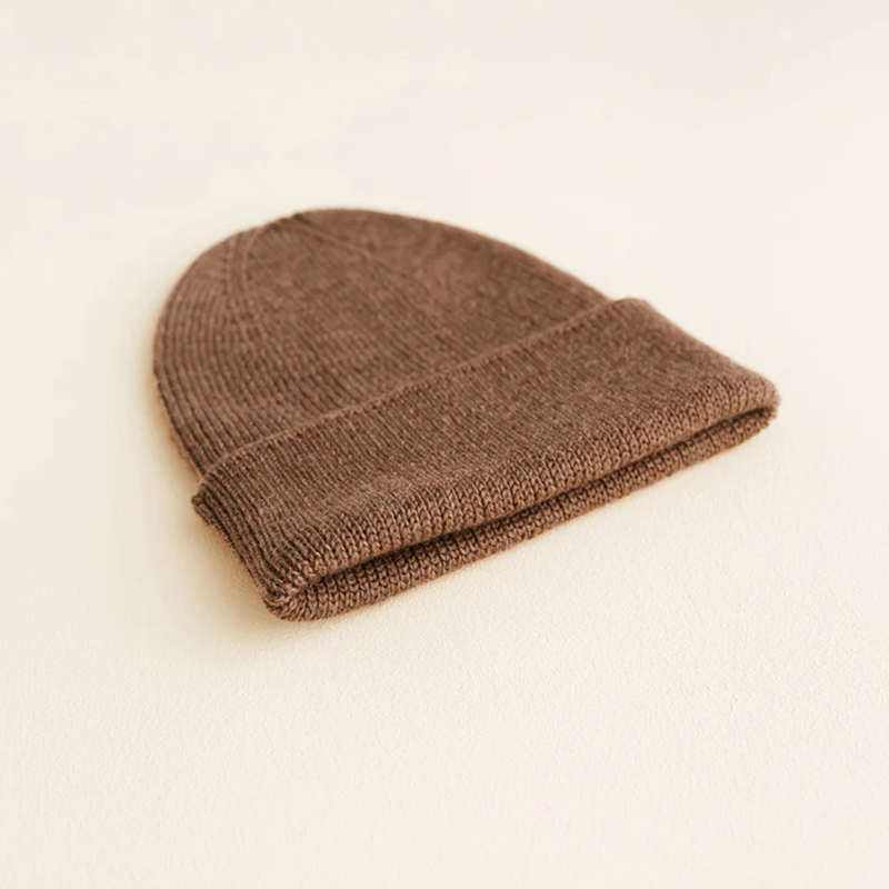 Hvid Newborn Beanie Fonzie Mocha