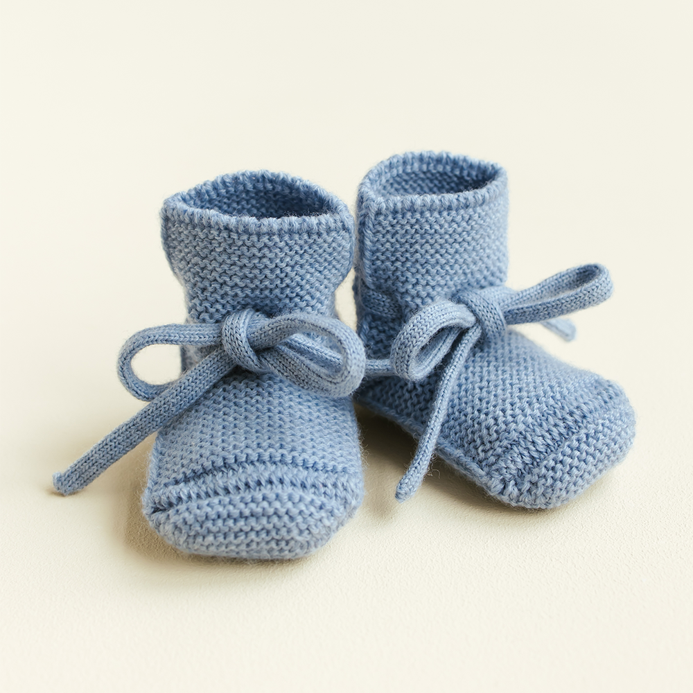Hvid Chaussons bébé en tricot - Bleu clair