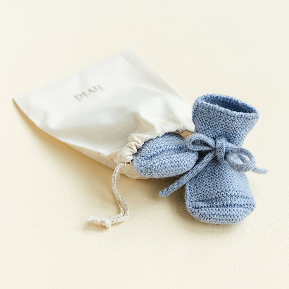 Hvid Chaussons bébé en tricot - Bleu clair