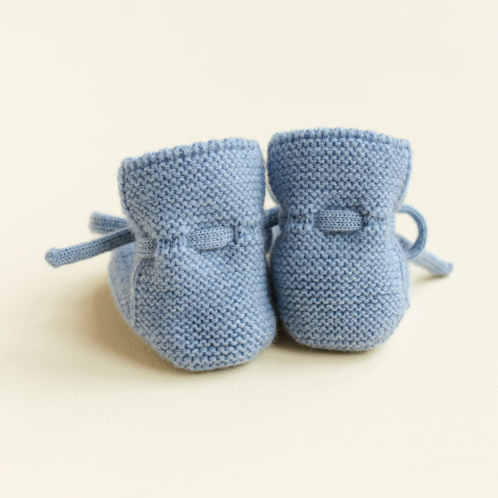 Hvid Chaussons bébé en tricot - Bleu clair