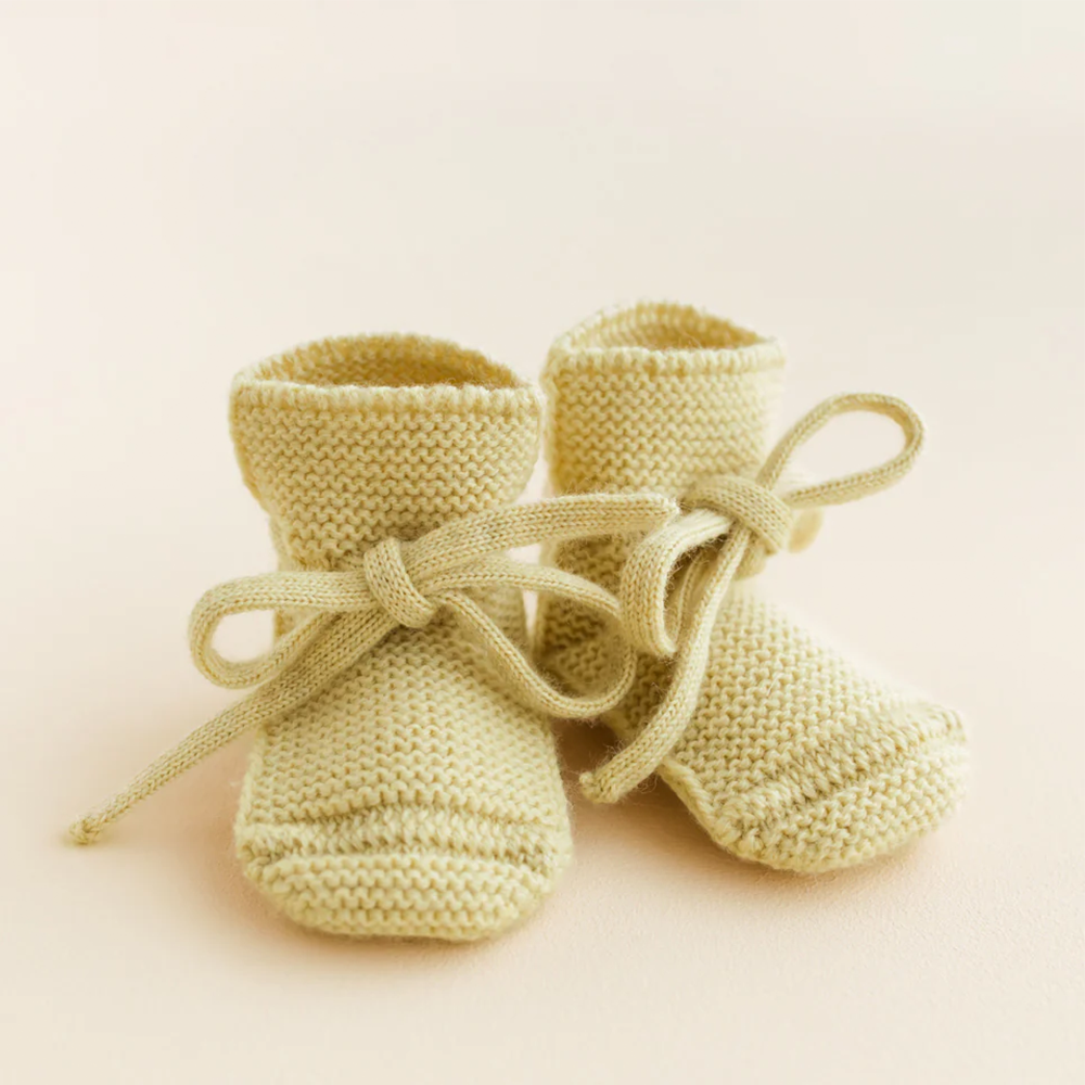 Hvid Chaussons bébé tricotés Booties Light Yellow