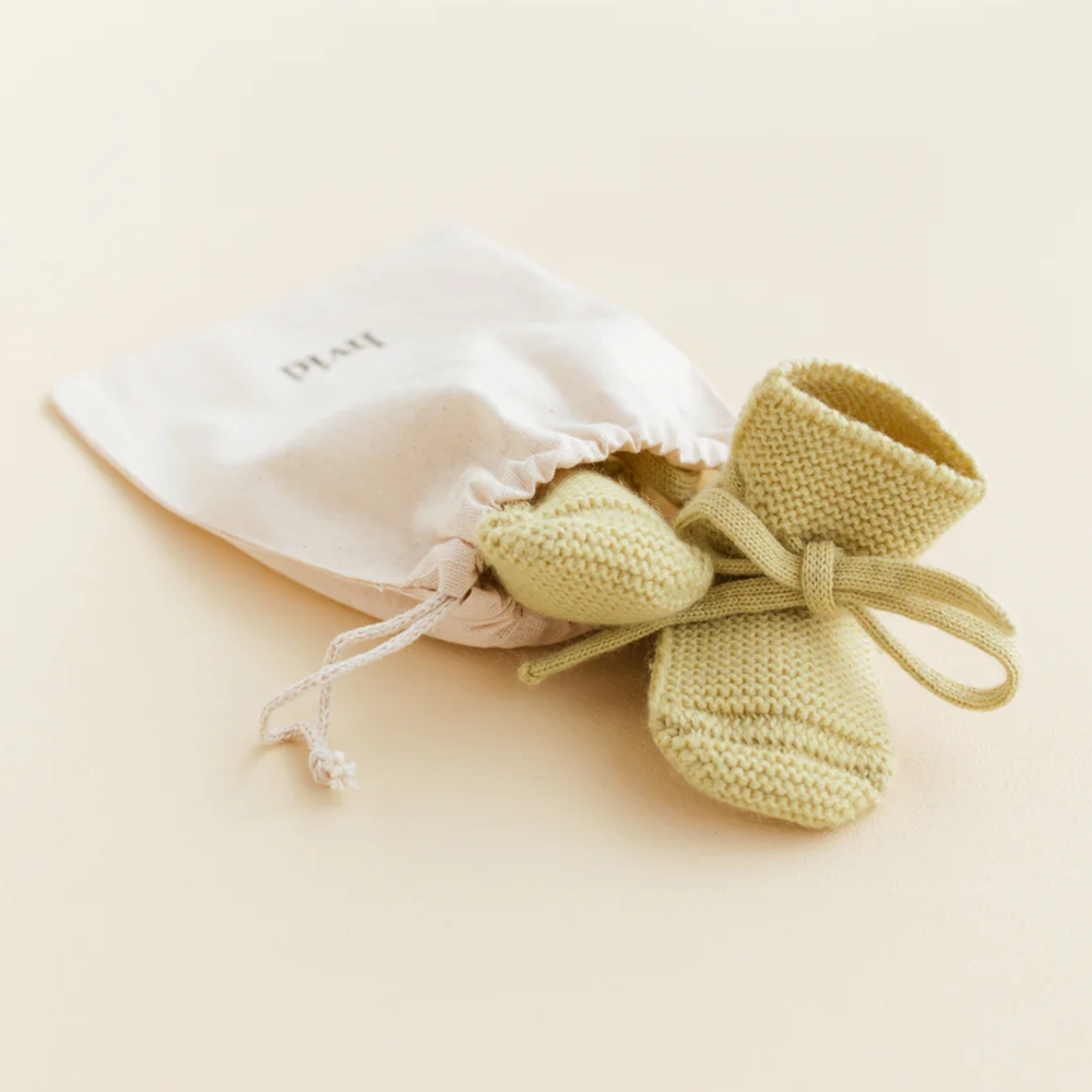 Hvid Chaussons bébé tricotés Booties Light Yellow