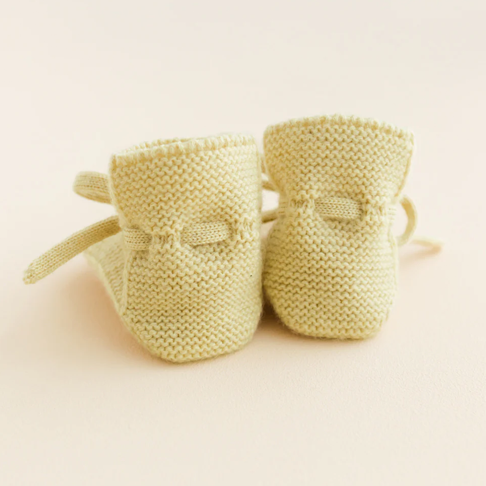 Hvid Chaussons bébé tricotés Booties Light Yellow