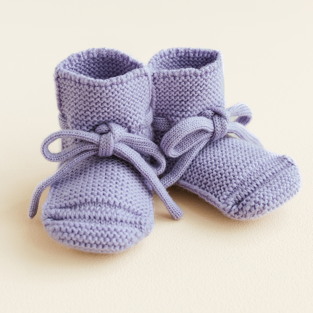 Hvid  Baby Strickschuhe Booties  Lilac