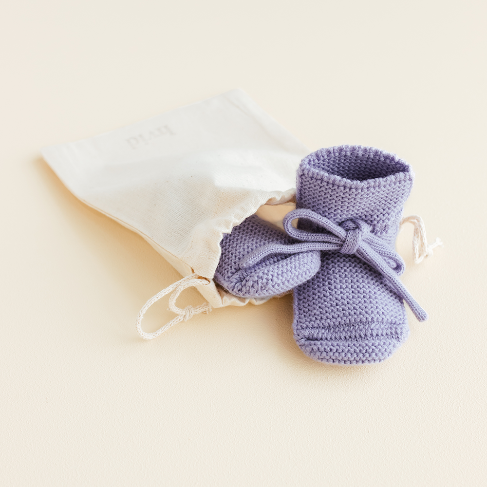 Hvid  Baby Strickschuhe Booties  Lilac