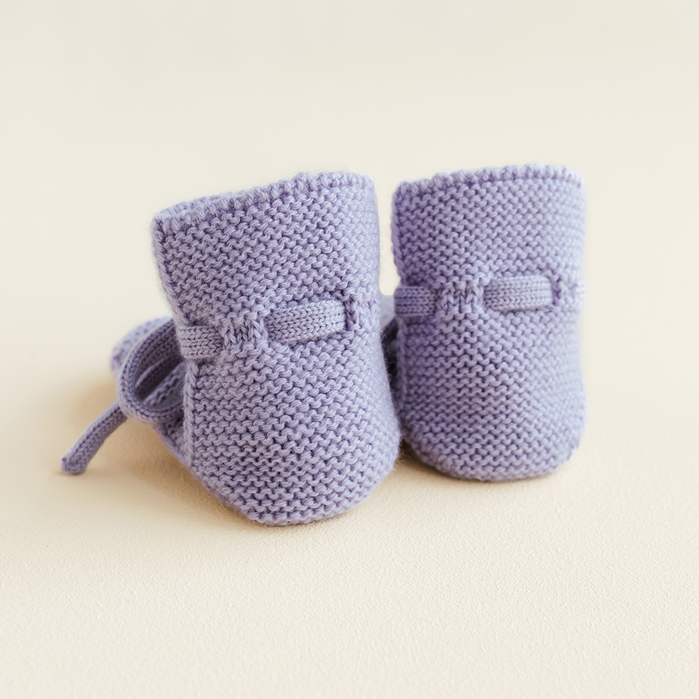 Hvid  Baby Strickschuhe Booties  Lilac