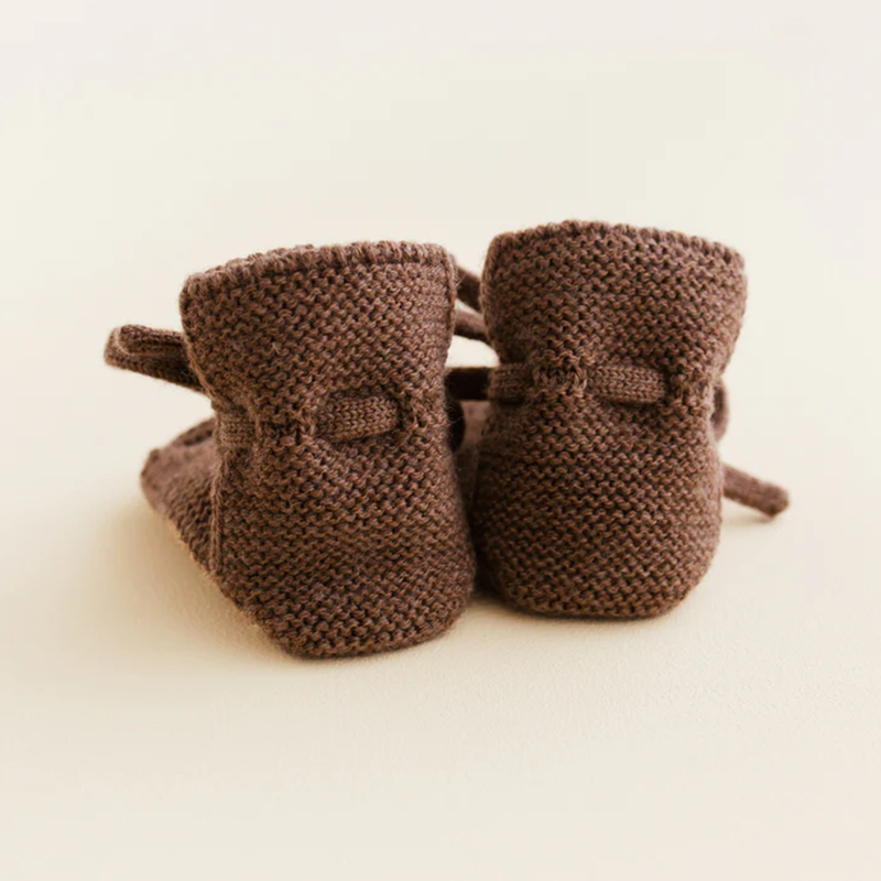 White Baby Knitted Booties Mocha