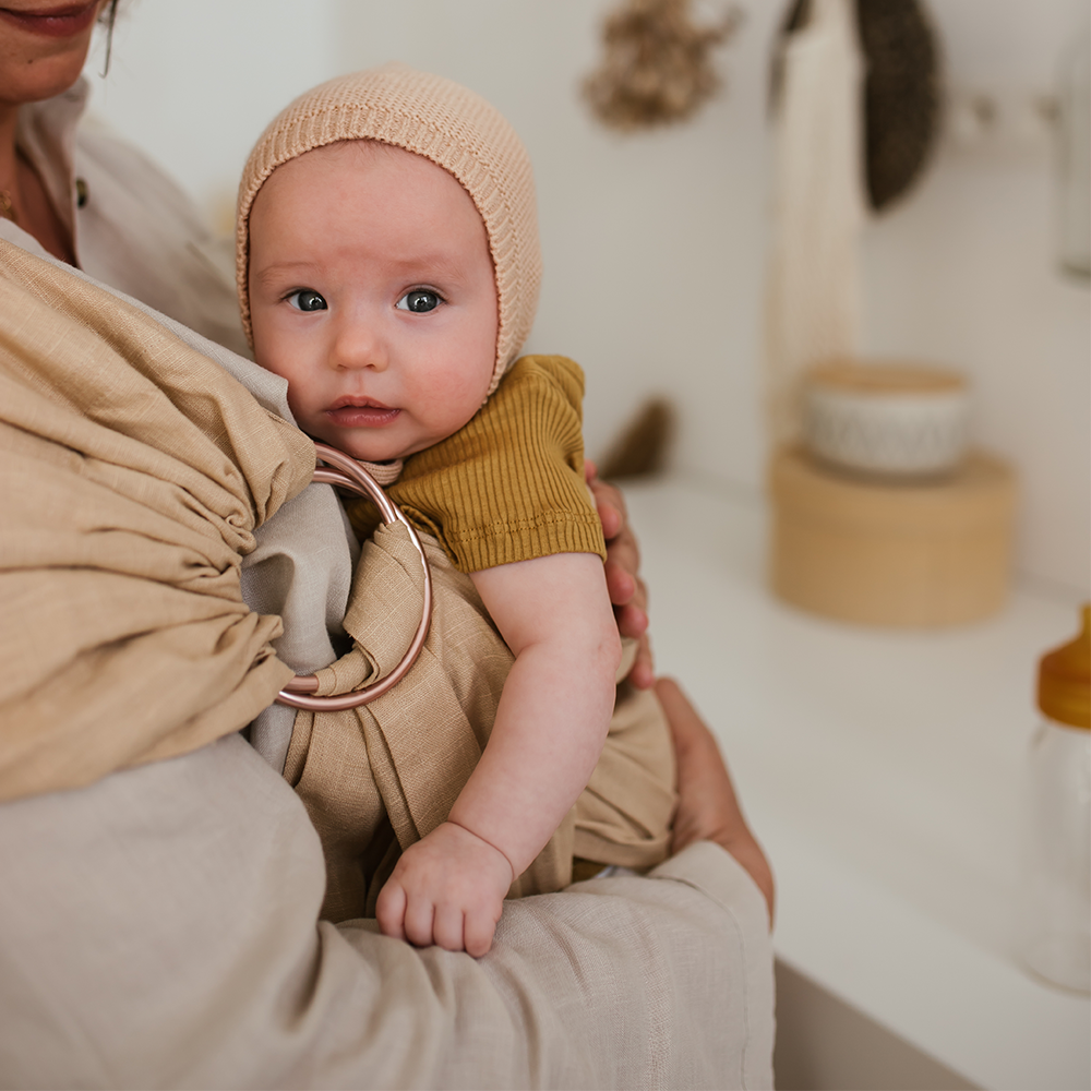 Hvid  Baby Strickmütze Dolly  Cream Apricot