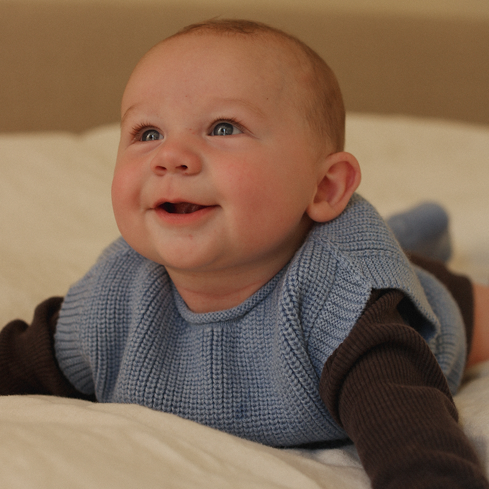 White Baby Knitted Vest 'Harvey' Light Blue