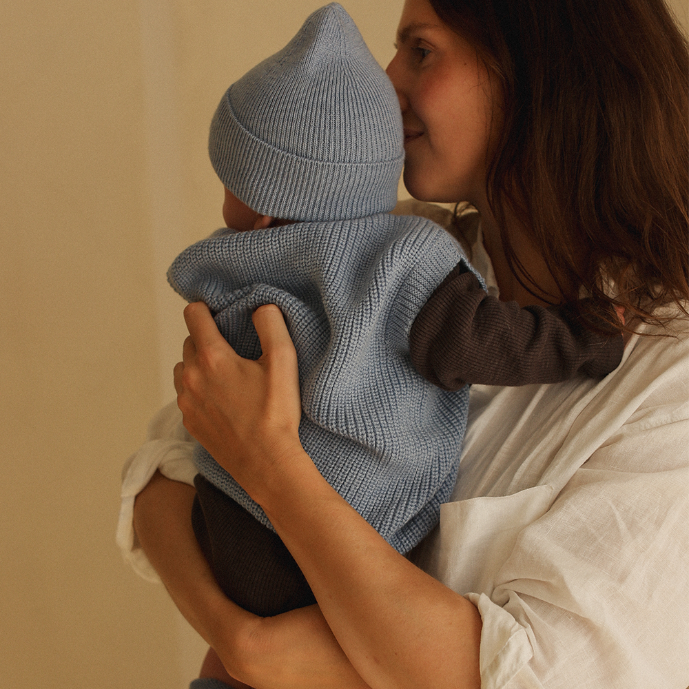 White Baby Knitted Vest 'Harvey' Light Blue