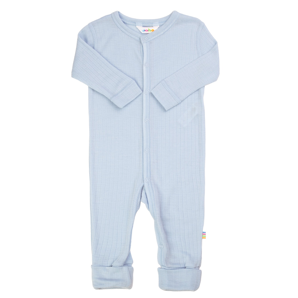 Joha  Strampler Pyjama Merinowolle '2 in 1 Foot' Hellblau