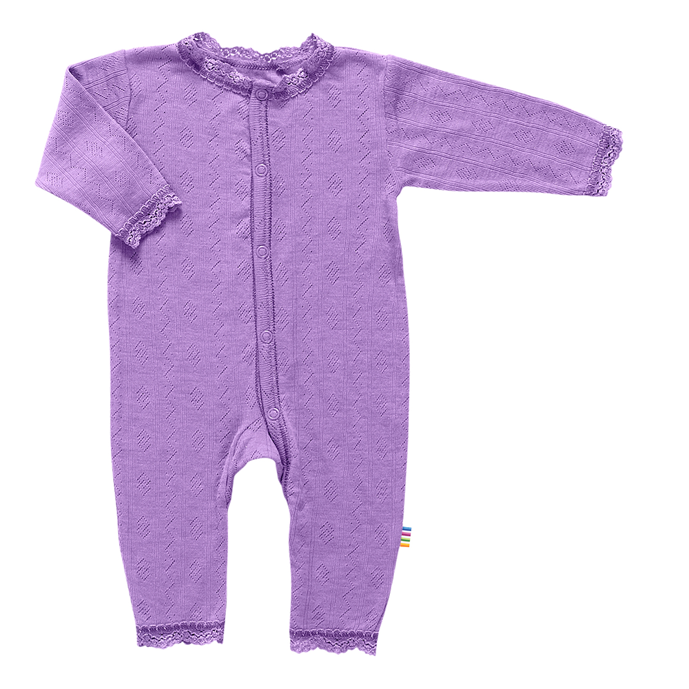 Joha  Strampler Pyjama Merinowolle/Seide 'Basic' Purple