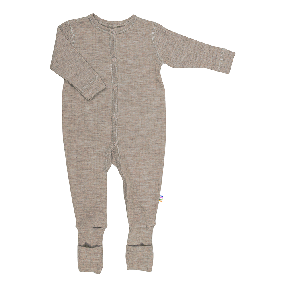 Joha  Strampler Schlafanzug aus Merinowolle '2 in 1 Foot' Sesame Mel - Online MY SNOWFLAKE