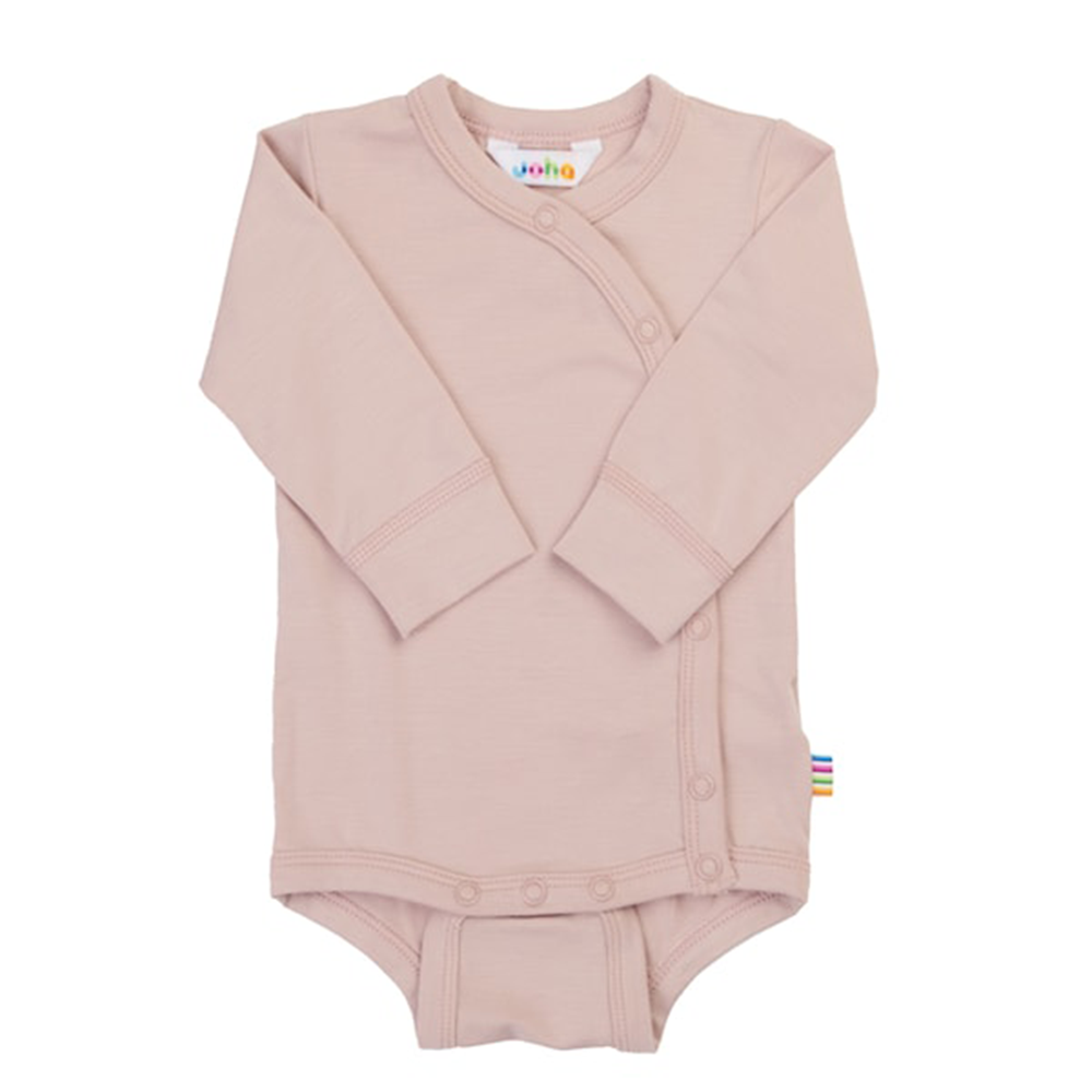 Joha Long-Sleeve Wrap Bodysuit Made of Bamboo Pale Pink