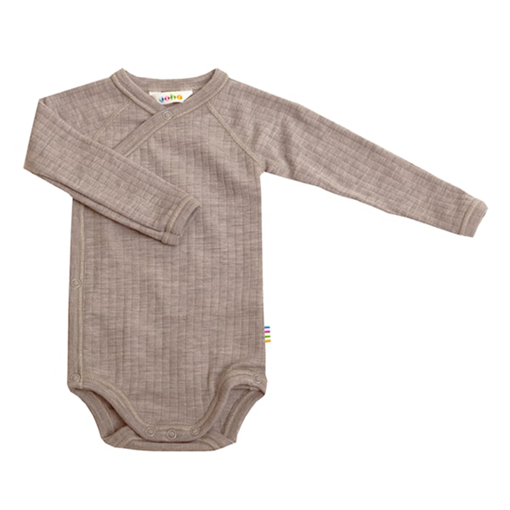 Joha  Wickelbody Langarm aus Merinowolle Sesame Mel - Online MY SNOWFLAKE