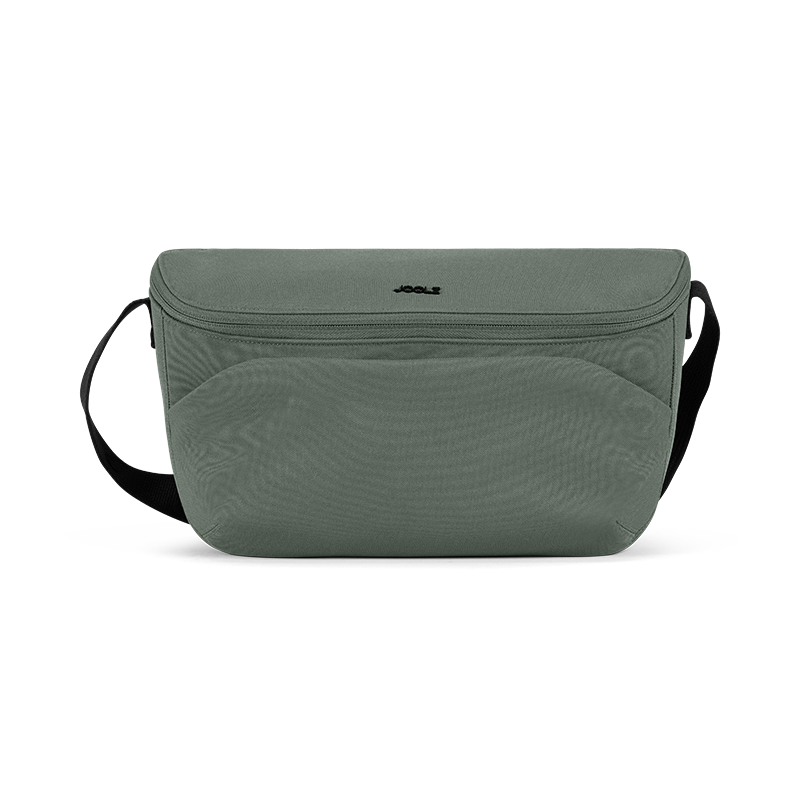 Kinderwagen Organizer in Dunkelgrün mit schwarzem Henkel von Joolz. 