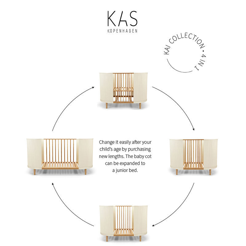 Kas Kopenhagen Kai Babybett 70 x 120 cm Cream Oak - Online MY SNOWFLAKE