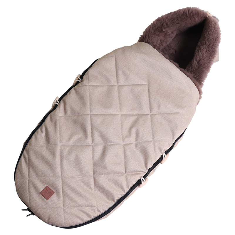 Lambskin Pram Footmuff 'TOFFEE' Sand Melange