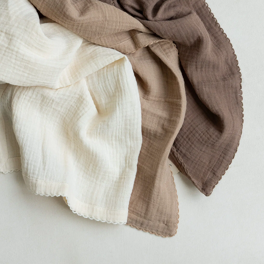 Kas Kopenhagen Musselintücher 3er-Set 'Kai' 65 x 65 cm Braun