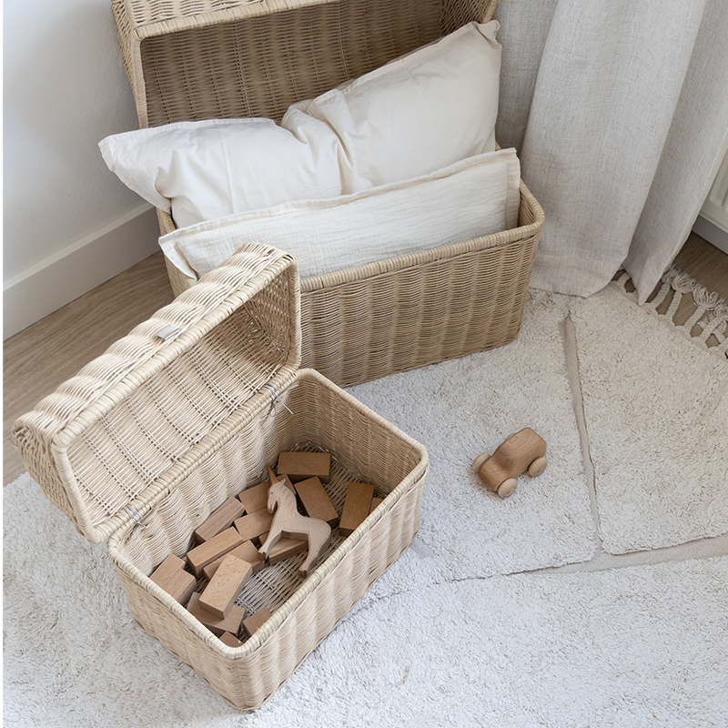 Kas Kopenhagen 3-Piece Set Hand-Braided Raffia Baskets Sand