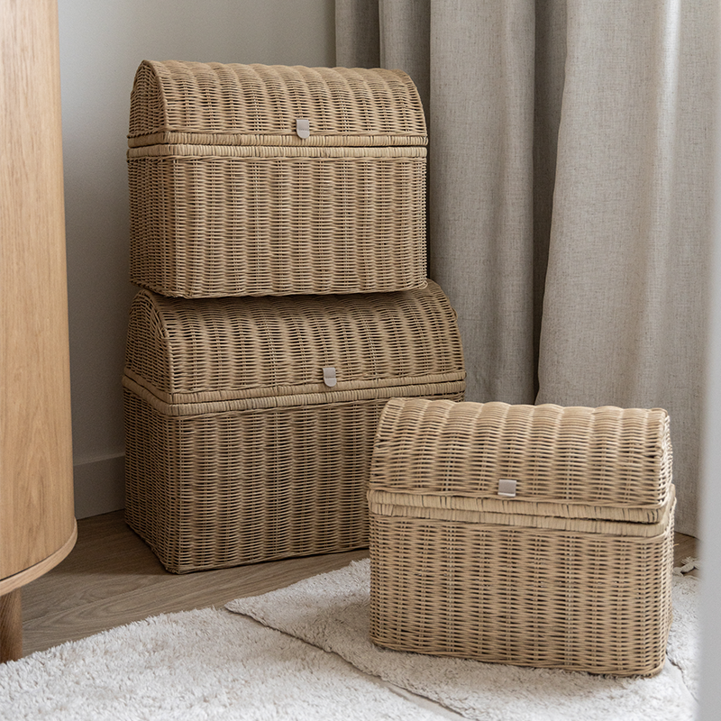 Kas Kopenhagen 3-Piece Set Hand-Braided Raffia Baskets Sand