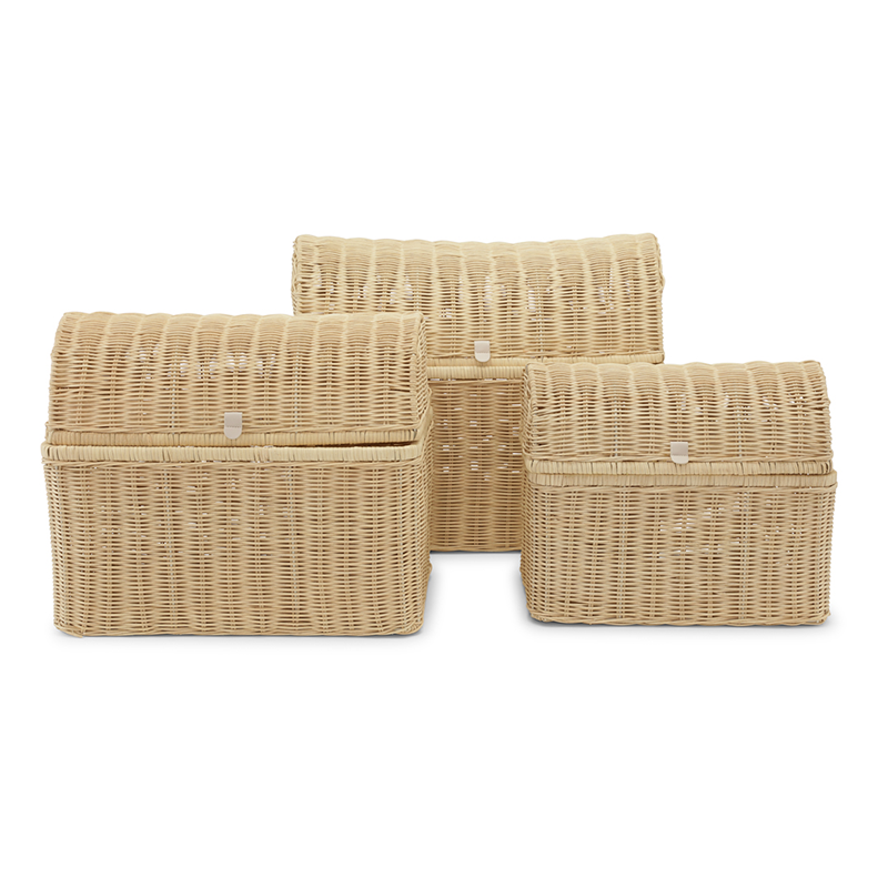 Kas Kopenhagen 3-Piece Set Hand-Braided Raffia Baskets Sand