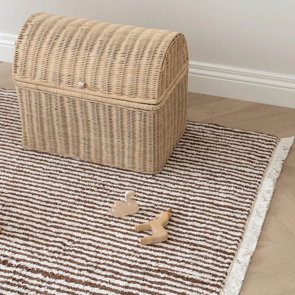 Kas Kopenhagen  Baumwollteppich 'Brown Stripes' waschbar