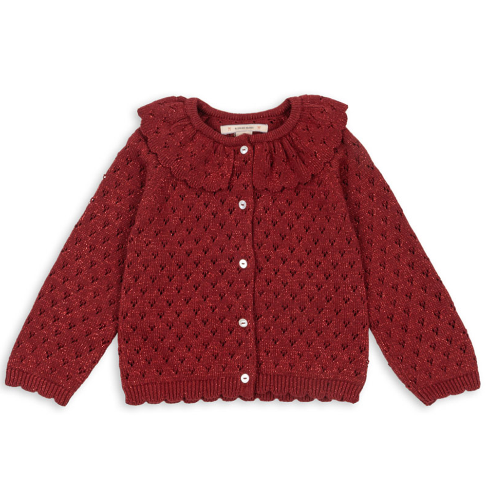 Konges Sløjd Strickcardigan mit Kragen 'Holiday' Red Dahlia