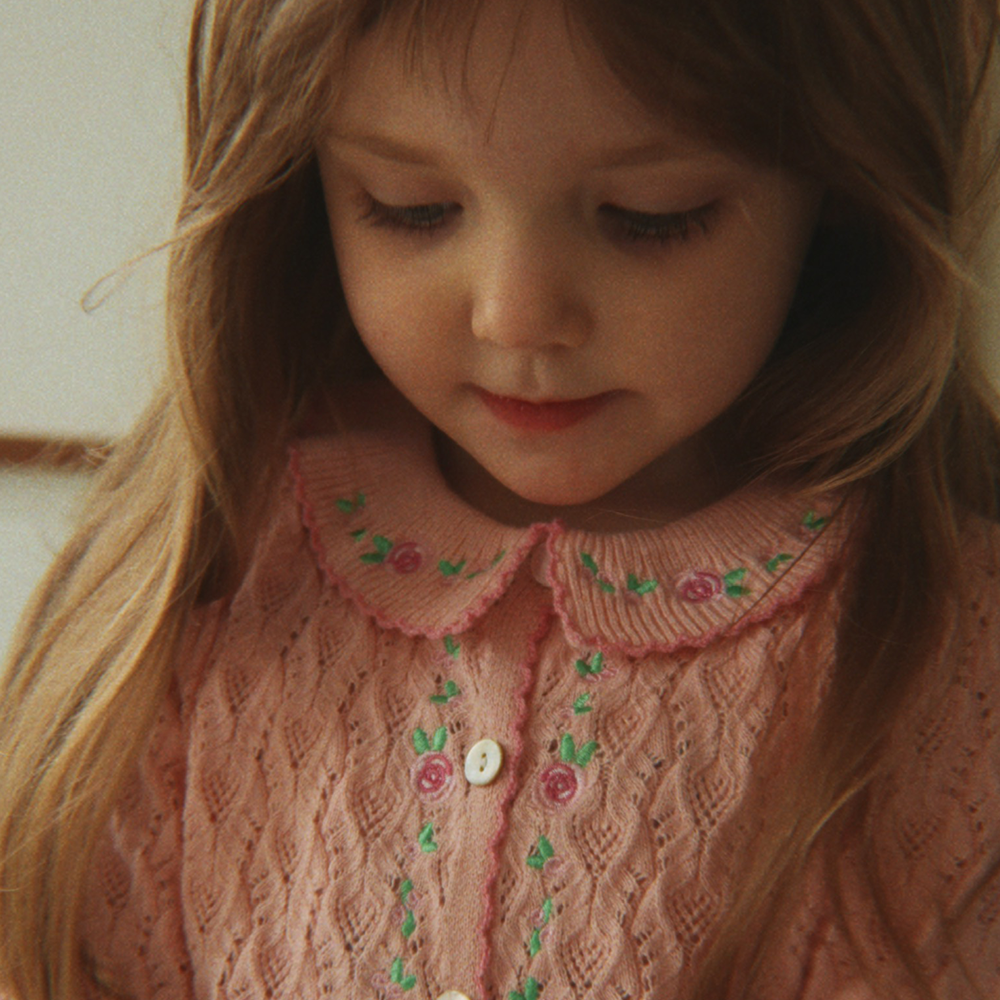 Gilet en tricot Konges Sløjd à col 'Rosier' Rose clair