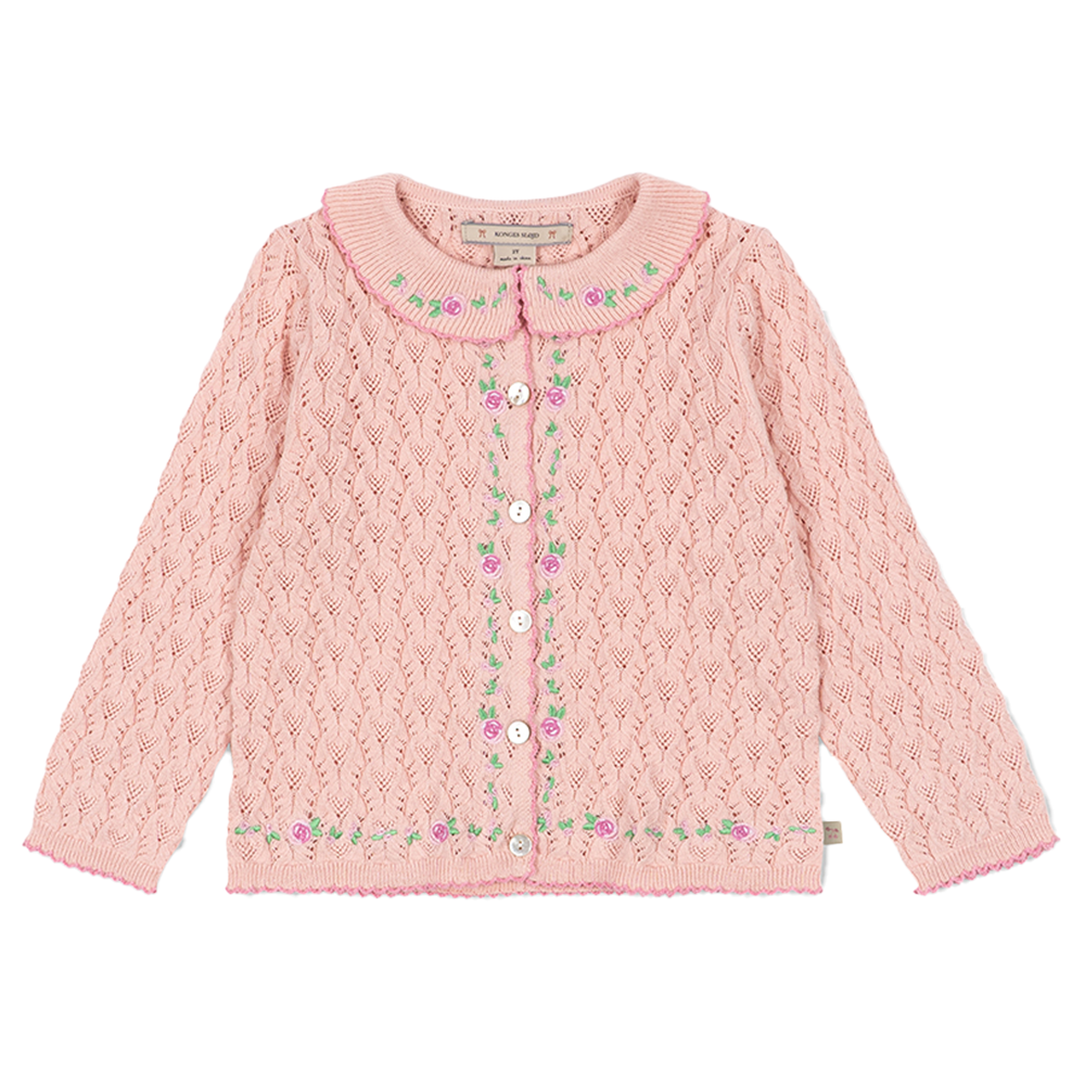 Gilet en tricot Konges Sløjd à col 'Rosier' Rose clair