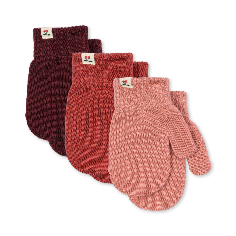 Konges Sløjd Moufles « Filla » lot de 3 Rose Mix
