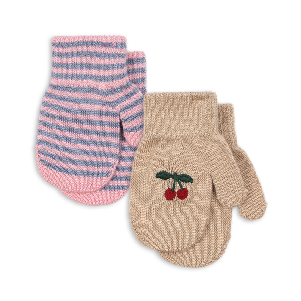 Konges Sløjd  Fäustlinge 'Filla' 2er Set Cherry/Stripe