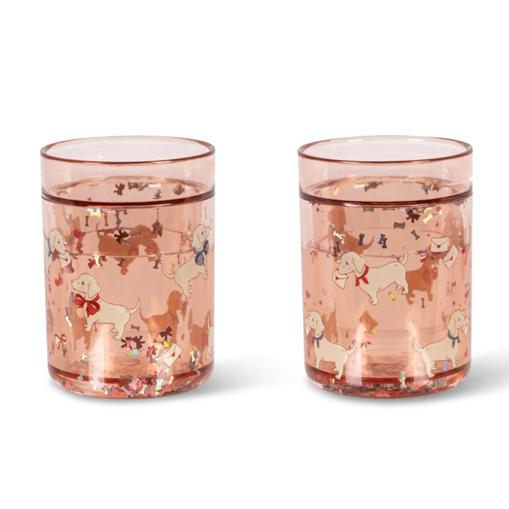 Konges Sløjd  2er Set Glitzer-Becher 'Woof' Letter Rose - Online MY SNOWFLAKE