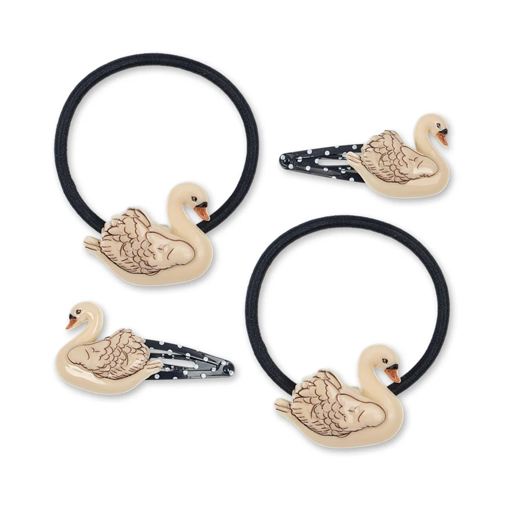 Konges Sløjd Haarclips und Haargummis 4er-Set Swan