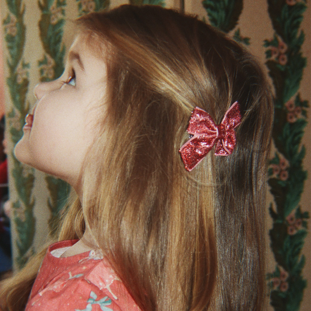 Konges Sløjd Pinces à cheveux « Micki Bow » paillettes rouges/paillettes roses