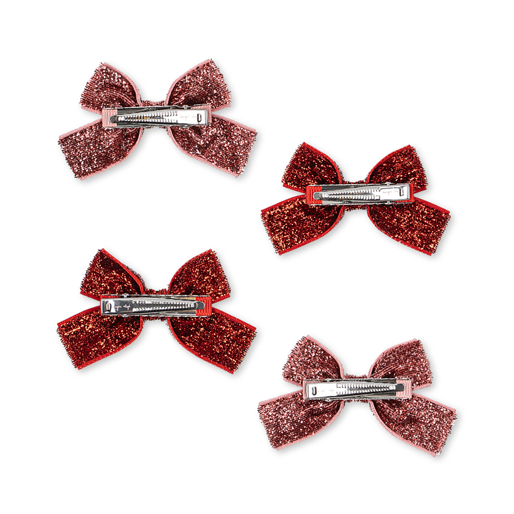 Konges Sløjd Pinces à cheveux « Micki Bow » paillettes rouges/paillettes roses