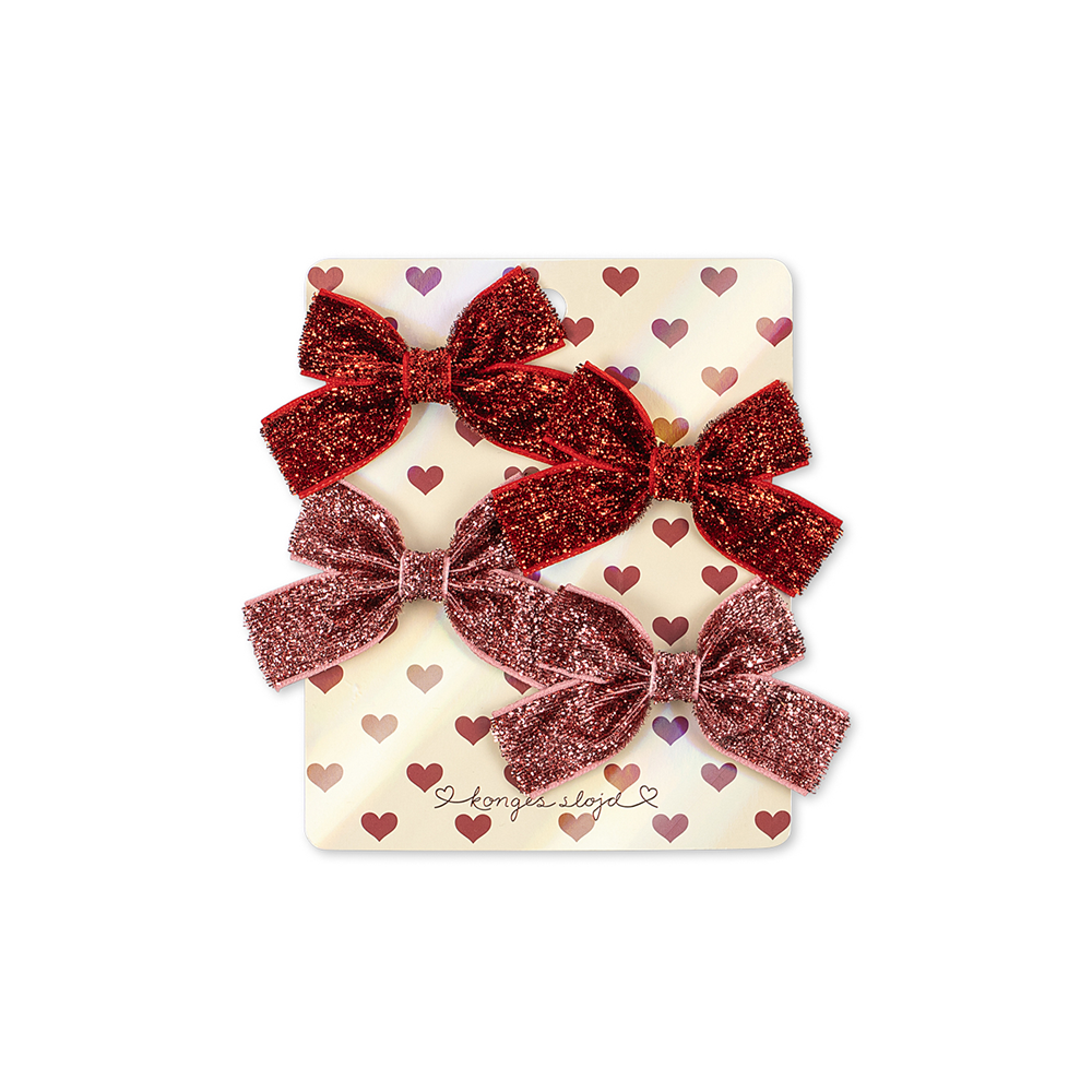 Konges Sløjd Pinces à cheveux « Micki Bow » paillettes rouges/paillettes roses