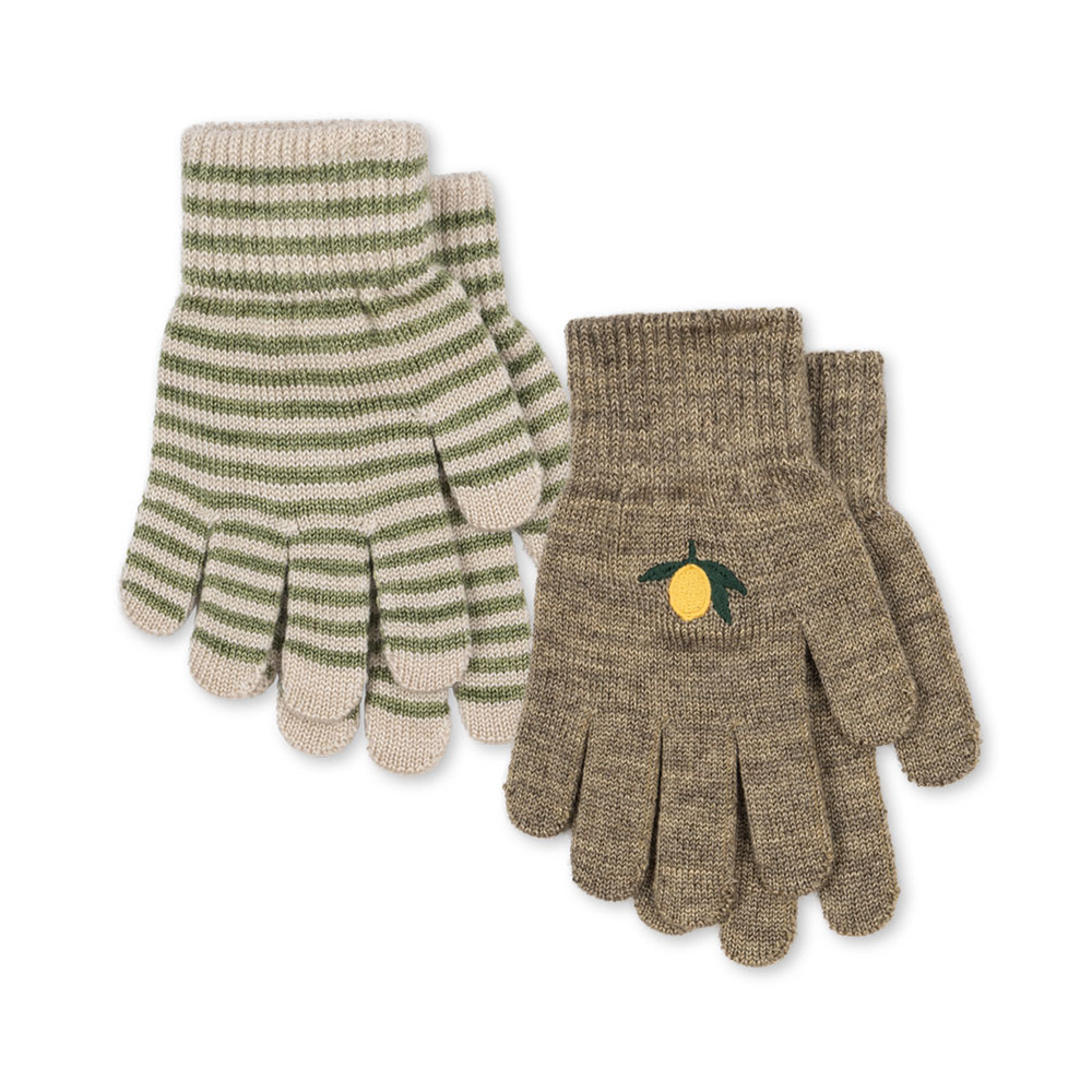 Konges Sløjd  Fingerhandschuhe 'Filla' 2er Set Lemon/Stripe - Online MY SNOWFLAKE