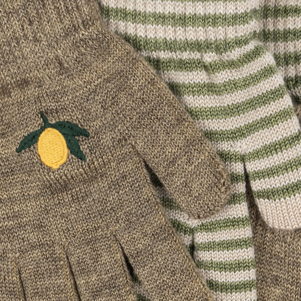 Konges Sløjd  Fingerhandschuhe 'Filla' 2er Set Lemon/Stripe - Online MY SNOWFLAKE