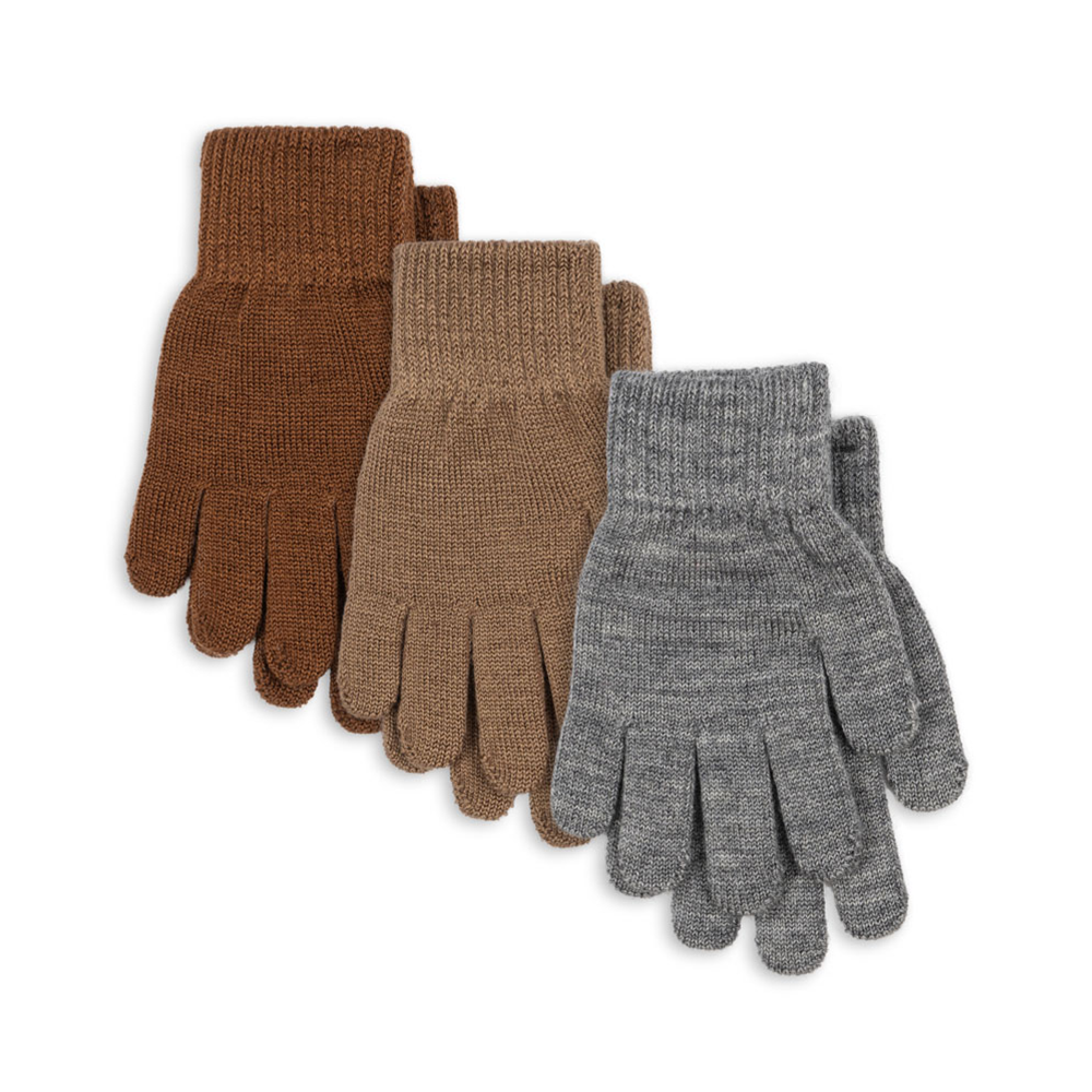 Konges Sløjd  Fingerhandschuhe 'Filla' 3er Set Grey Melange/Beige/Brown - Online MY SNOWFLAKE