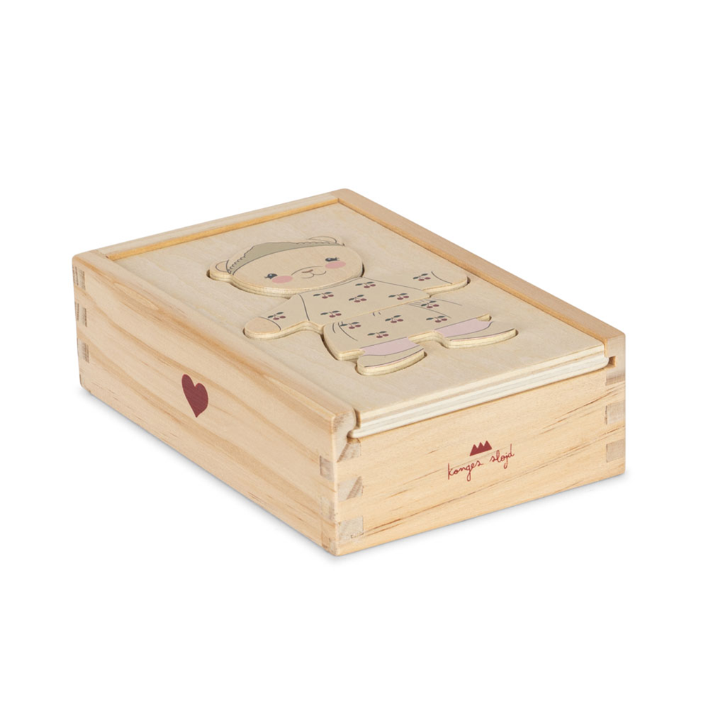 Puzzle en bois Konges Sløjd 'Teddy Dress Up' Dusty Pink