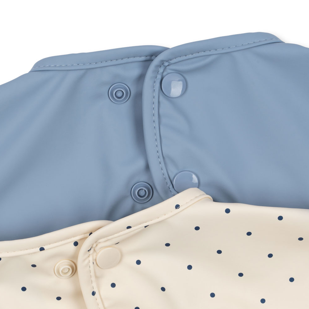 Konges Sløjd  Langarm Lätzchen 2er Set Navy Dot/Rain Washed - Online MY SNOWFLAKE