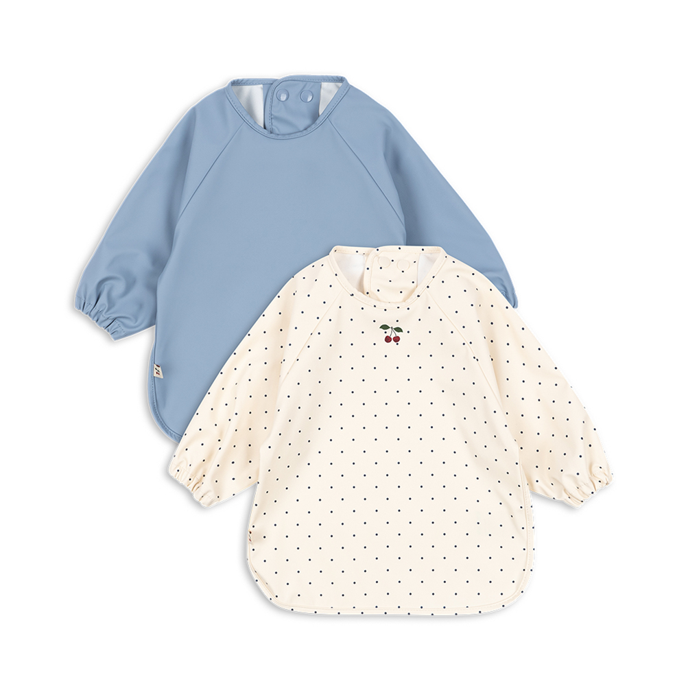 Konges Sløjd  Langarm Lätzchen 2er Set Navy Dot/Rain Washed - Online MY SNOWFLAKE