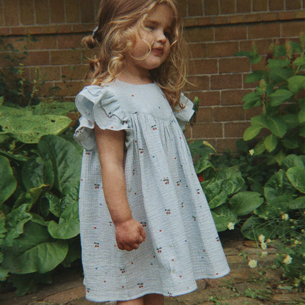 Robe d'été en mousseline Konges Sløjd 'Coco' Cherry Blue Coeur